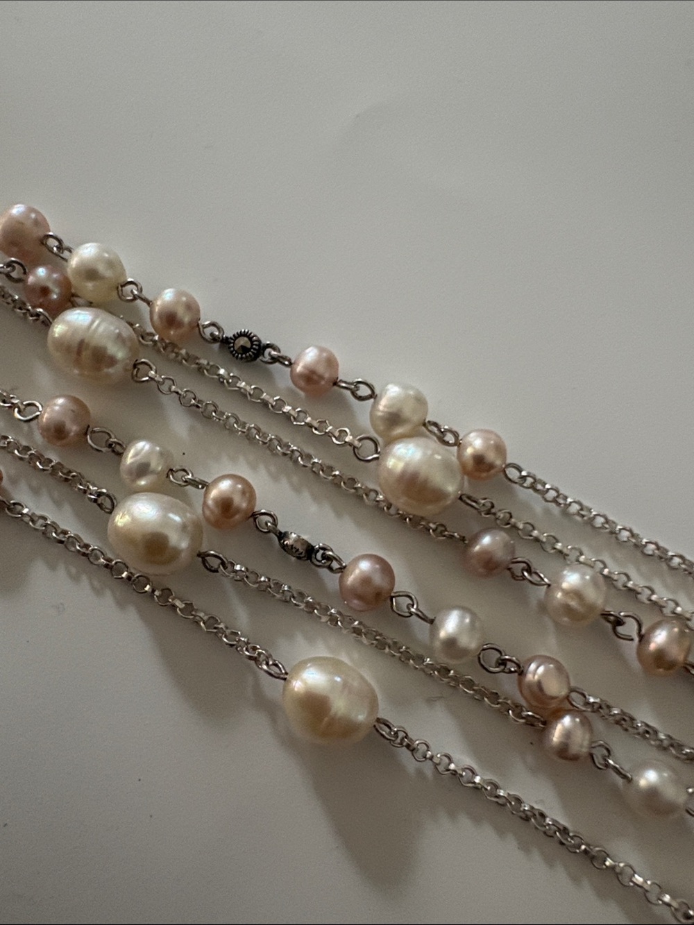 Multi-Strand Sterling Silver Pearl Necklace - Women Jewelry - Picture 4 of 7
